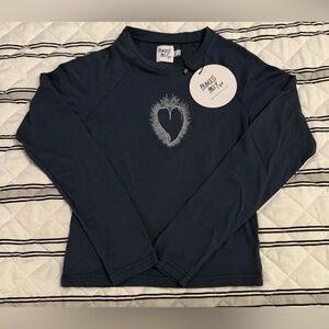 Princess Polly Long Sleeve Shirt Women’s Blue & White Heart New Tags Size 4